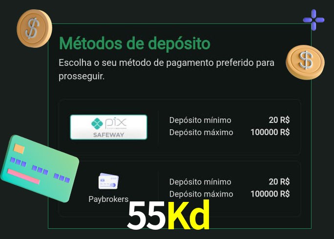 O cassino 55Kd oferece uma grande variedade de métodos de pagamento